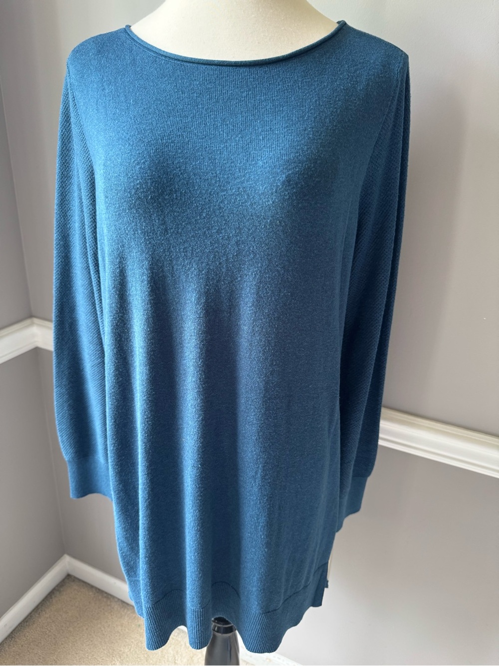 LOFT Blue Scoop Neck Lightweight Long-Sleeve Sweater